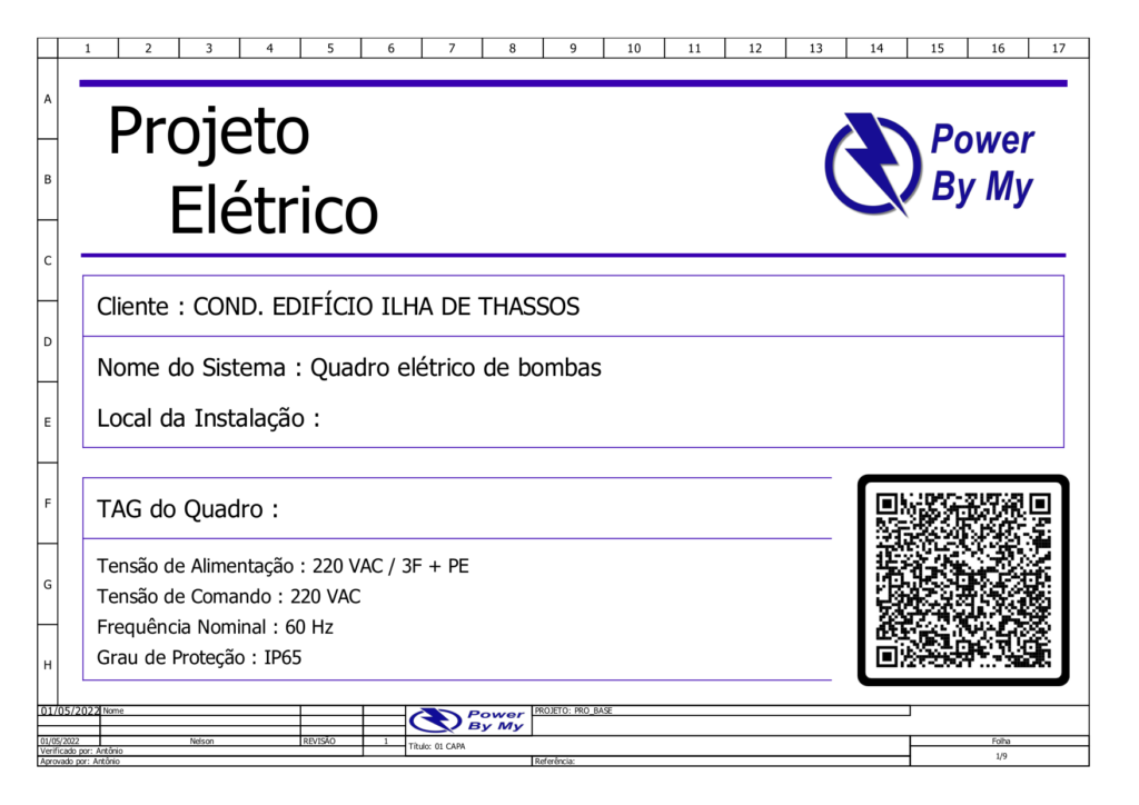 Capa de projeto de elétrica feito com o programa QElectric