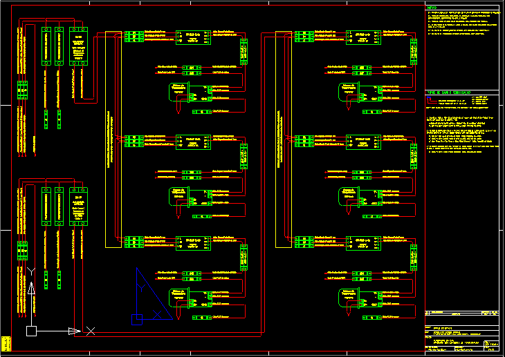 Diagrama de interligação de projeto de automação feito em AutoCAD